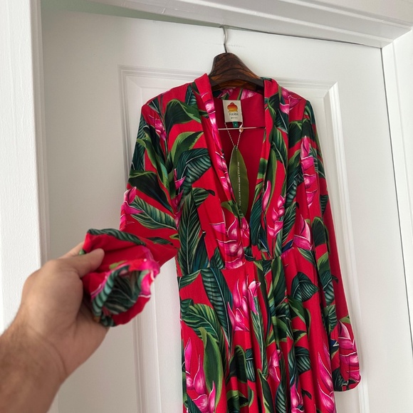 Farm Rio Red Dream Garden Long Sleeve Maxi Dress - Picture 2 of 9